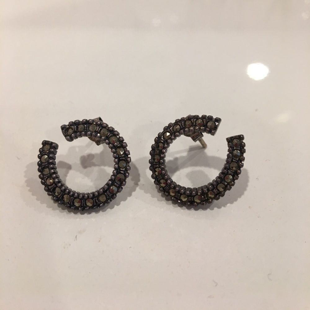 Vintage Sterling and Marcasite Horseshoe Earrings
